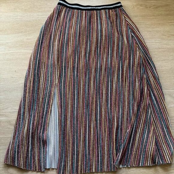 Lea & Viola Dresses & Skirts - Anthropologie Lea & Viola Shimmery Striped Skirt w/Side Slit Sz. XS